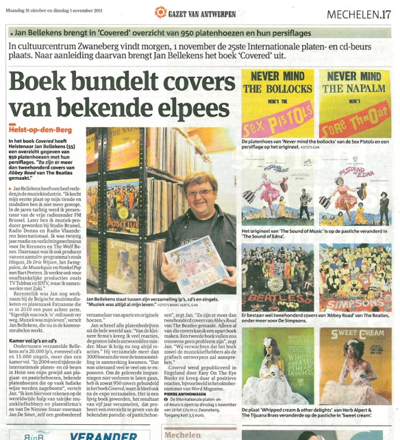 jan bellekens featured in Gazet van Antwerpen (Antwerp Gazette)