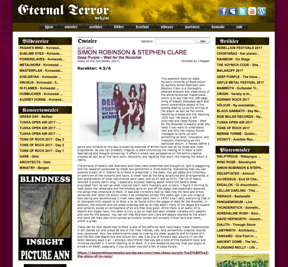 Deep Purple In Rock book review External Terror webzine
