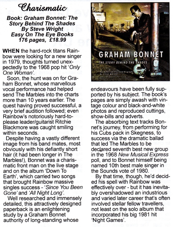 Graham Bonnet, The Story Behind The Shades. review from The Beat magazine, Nov 2017