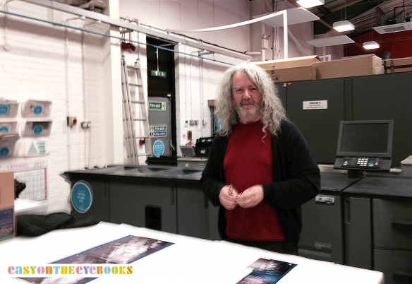 Simon Robinson at the printers, checking first proofs of the Yes book.